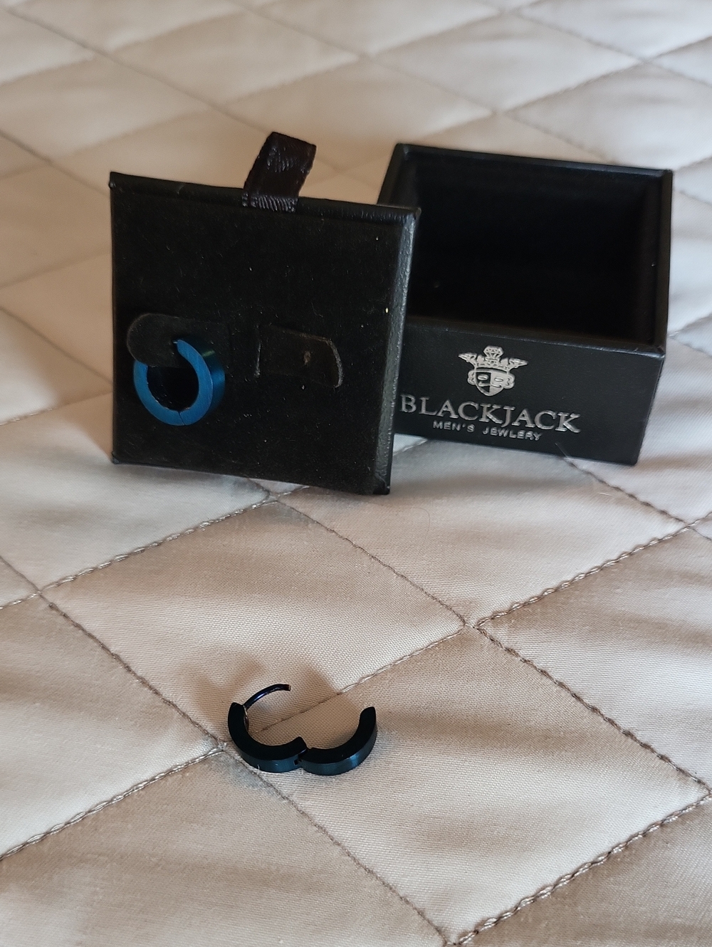 Black Men's Blue Hoop Earrings - Blackjack